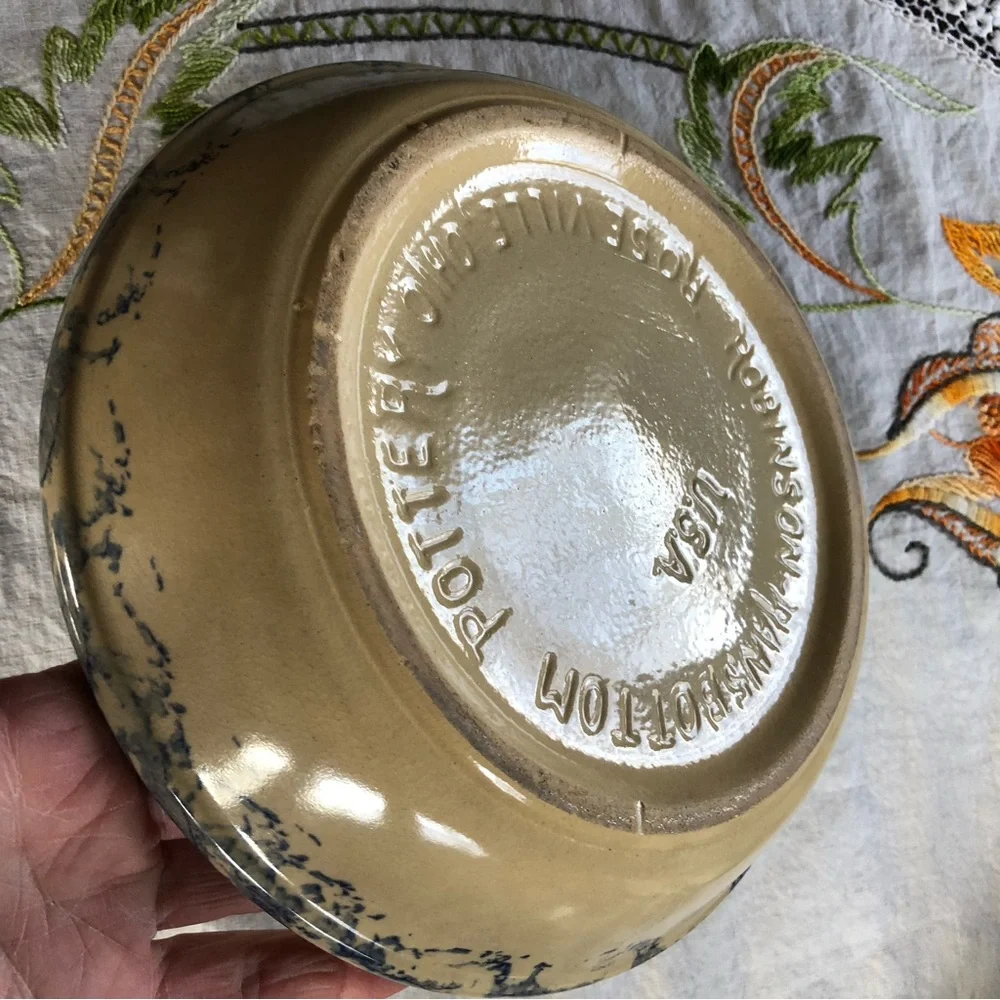 Vintage Robinson Ransbottom Yellowware Pie Dish Wheat Pattern 9.5
